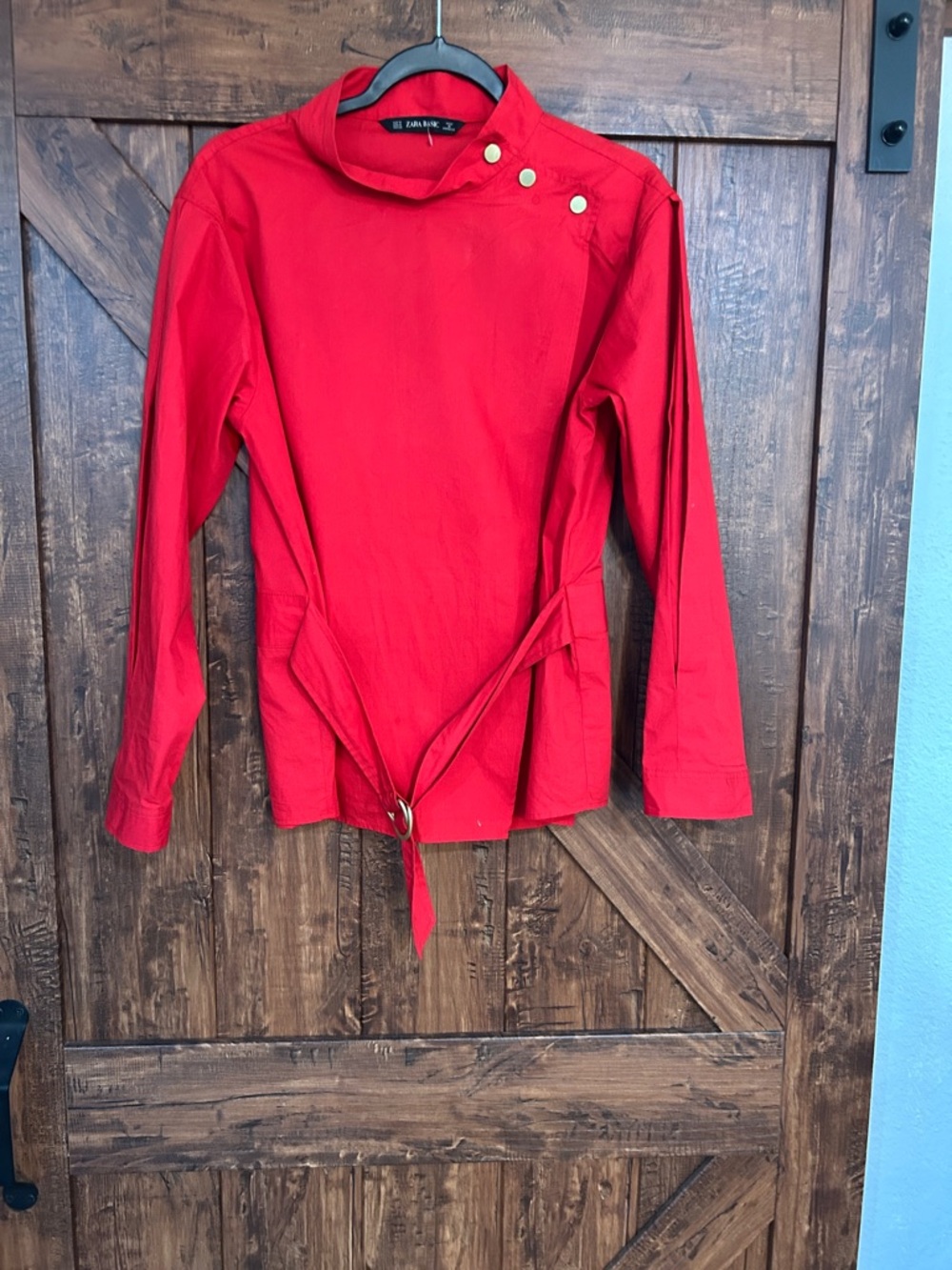 Zara Red Belted Utility Jacket